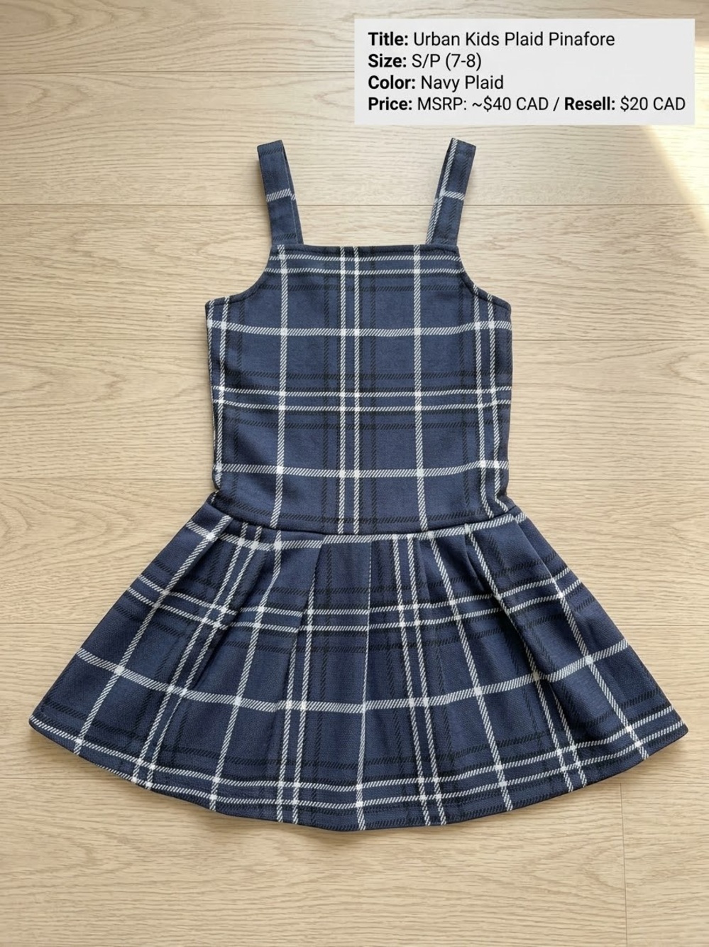 Urban Outfitters Navy and White Plaid Pinafore Dress
